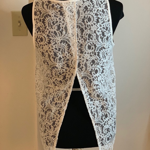 Express Womens White Lace Open Back Tank BNWOT - Picture 2 of 3